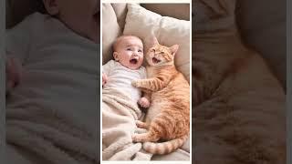 little boy and cat laughing together! #cute #cat #kitten #meow #funny