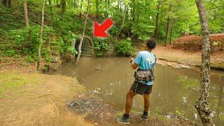 Micro Fishing Tiny Spillways & Ponds Multi-Species Challenge (Landing Big Bass with Miniature Gear!)