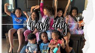 Wash Routine | Hair for 9 kids | Day in the life