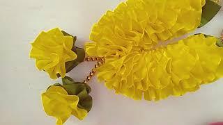 Beautiful Ribbon Garland Making || Garland Making With Ribbon || SUJATA DAS