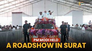 Prime Minister Narendra Modi holds a Roadshow in Surat, Gujarat