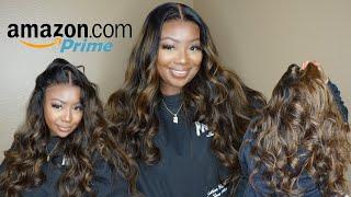 AMAZON PRIME WIG | GLUELESS BROWN BALAYAGE PRE-EVERYTHING WIG INSTALL | UNICE