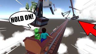 MINECRAFT CREEPER AND STEVE CRAZY MINE CART RIDE in HUMAN FALL FLAT