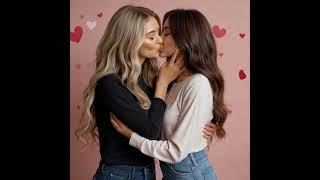 Valentine's Magic Two Friends Celebrate with a Kiss #love #kissing #wlw #kiss