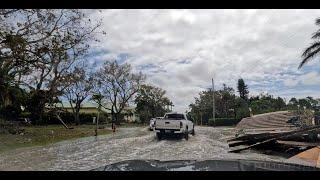 Water Damage caused by the surge from Hurricane Ian on Gulf Shore Blvd in Naples, Florida.