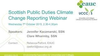 Climate Change Reporting for Scottish Tertiary Education Institutions EAUC Webinar