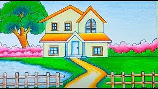 How to draw a house | Village house drawing-house drawing easy step by step