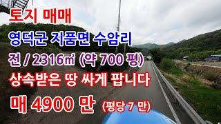 토지매매 영덕군 상속받은 땅 싸게 팝니다(주말농장,전원주택부지 등)