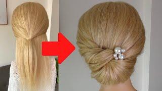 Quick and easy chignon hairstyle - prom wedding hair tutorial