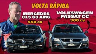 VW PASSAT CC E MERCEDES CLS 63 AMG NA VOLTA RÁPIDA! Rubinho senta a bota nos cupês de 4 portas!