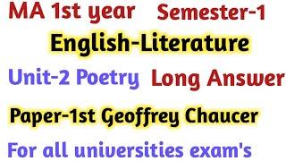 MA 1st Semester English Literature Paper-1 most important Long answer exam-2024-25