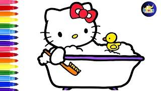 How To Draw Hello Kitty In A Bath!Drawings For Kids @dibujos-felices @HelloKittyandFriends