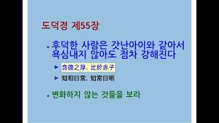 도덕경道德經 DaodeJing 선비수학자 제55장 함덕지후含德之厚 후덕한 사람은 갓난아이와 같아서 욕심내지 않아도 점차 강해진다 - 변화하지 않는 것들을 보라 - 잡념