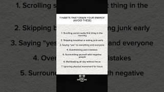 THESE 7 HABITS DRAINS YOUR ENERGY AVOID THESE.#alphamindset #hustletogether#ambitionovereverything