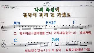 눈 코 입/태양노래방, 가라오케,코드 큰 악보, 반주, 가사, , Karaoke, Sheet Music, Chord, MR