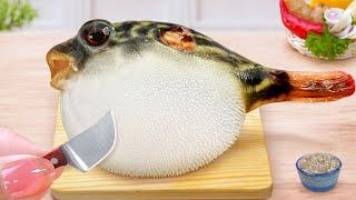 Slow Down Mimi!  Miniature Grilled Japanese Puffer Fish  Real Mini Food Tina Mini Cooking