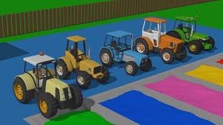 Learn colors on colored Tractors | Colorful Tractors and Excavators | Kolorowy Traktor i Koparki