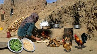 Cooking Rural and Traditional Style Dampokht Pilaf | Village Life Afghanistan