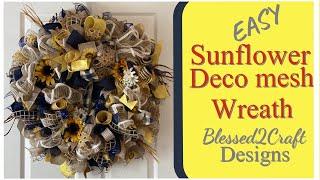 Easy Sunflower deco mesh wreath