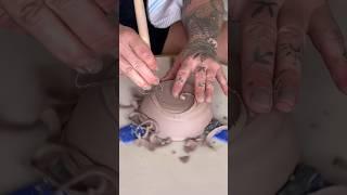 Making a nice round bottom #pottery #trimmingpottery #ceramics #clay #potterywheel #ceramicbowl