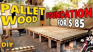 DIY Deck from Wooden Pallet for Shed, Tiny House, Log Cabin Foundation