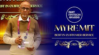 MyRemit, Winner of Best in Customer Service MSB, Brit Fintech Awards 2024