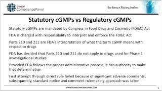 FDA's current thinking on cGMP compliance for Phase I Investigational Drug and Biologic products