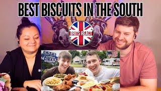 BRITS REACT | Two Brits try the Best Biscuits in the South! | BLIND REACTION