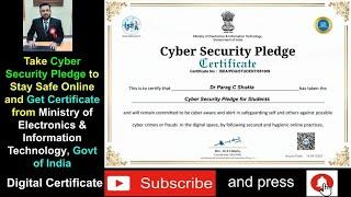 Take the Cyber Security Pledge to Stay Safe Online and Get a free Certificate from Govt of India