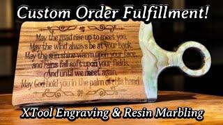 #675 Irish Blessing Cutting Board With XTool & Resin Marbling!