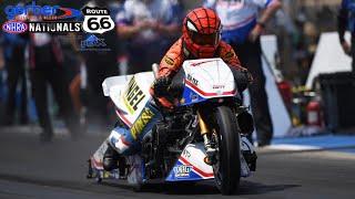 2024 NHRA Route 66 Nationals | Top Fuel Motorcycle Saturday Qualifying | Chicago, IL