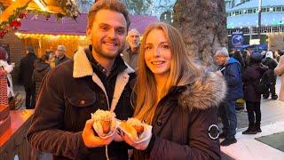  LONDON CHRISTMAS MARKET 2023 LEICESTER SQUARE CHRISTMAS MARKET 2023, LONDON STREET FOOD, 4K