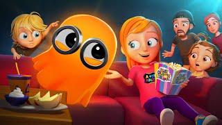 RAiNBOW GHOSTS MOViE with ORANGE!!  Adley & Niko setup a Family Party but a ghost opens The Portal