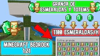 Como Hacer La Mejor Granja De Totems y Esmeraldas Minecraft Bedrock 1.21