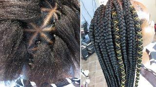 TRIANGLE BOX BRAID TUTORIAL/RUBBERBAND METHOD 