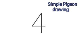 Easy pigeon drawing using 4 number,  pigeon drawing step by step,pigeon drawing