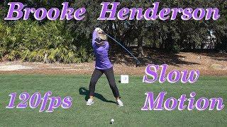 BROOKE HENDERSON 120fps SLOW MOTION FACE ON DRIVER GOLF SWING 1080 HD