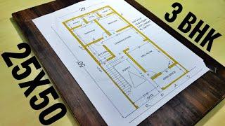 25x50ft house plan 3bhk with car parking, 25x50 home design, 25x50 ghar ka naksha, 25x50 ka makan