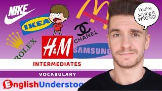 How To Pronounce 50 Brand Names CORRECTLY In English (English Speaking Practice)