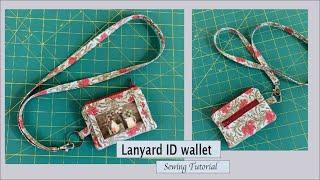 lanyard id wallet - with 2 zipped pockets- sewing tutorial