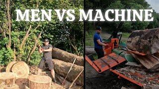 Holzspalten Mensch VS Maschine