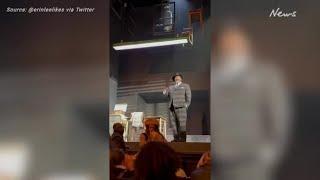 Broadway actor breaks character to deal with disruptive audience member