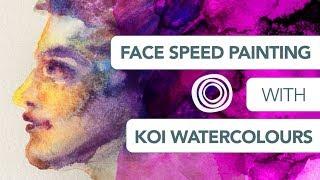 FACE SPEED PAINTING | Testing Koi Watercolors