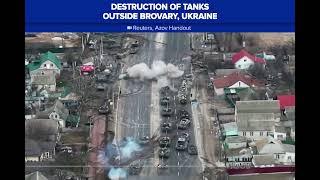 Destruction of tanks outside Brovary, Ukraine