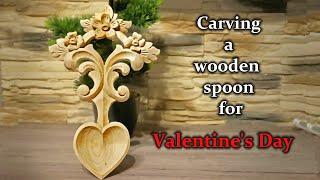 Carving a spoon out of wood for a Valentine's Day gift.