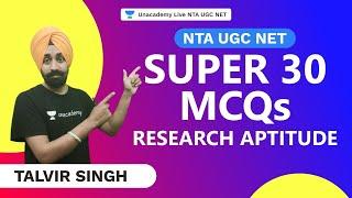 SUPER 30 MCQs - Research Aptitude | NTA UGC NET 2021 | Talvir Singh