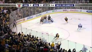 Tim Thomas runs over Henrik Sedin 6/6/11