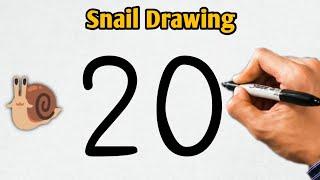 Drawing SNAIL  From 20 | घोंघा का चित्र बनाइए बस 2 मिनट में | How to Draw Snail |Easy Snail Drawing