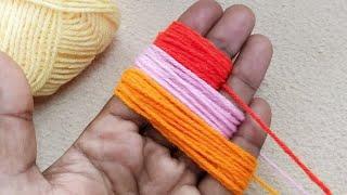 Amazing 3 Beautiful Woolen Yarn Flower making ideas with Finger | Easy Sewing Hack