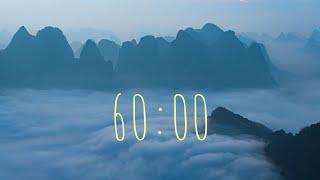 60-Minute Mountain Cloud Timer | Peaceful Countdown with Calming Gong Alarm 